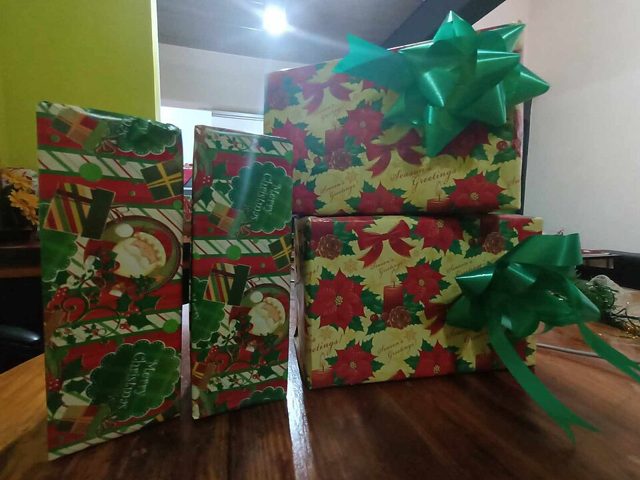 Wrapped festive gift boxes